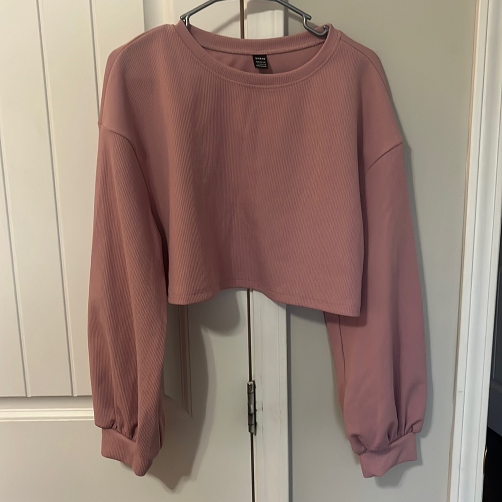 Pink SHEIN cropped sweatshirt